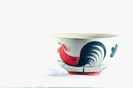Chinese bowl, chicken on white backgroundのeditorial素材