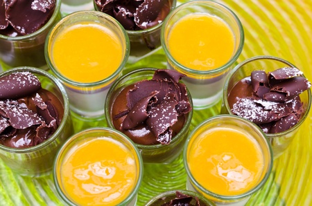 Chocolate and mango mouse dessert