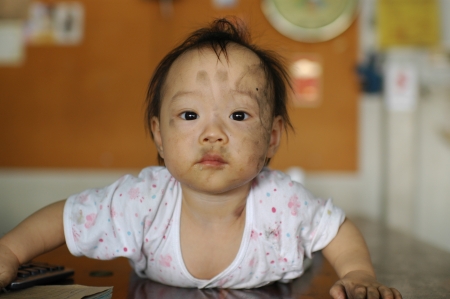 Cute Asian baby girlの写真素材