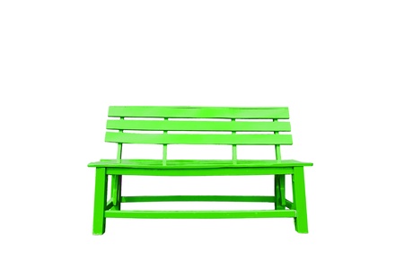 Green wooden chair with white backgroundの写真素材