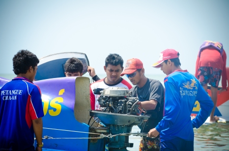 HUAHIN, THAILAND - JUNE 24 : Unidentified rider pumps up his machine during HuaHin Jet Ski Racing...