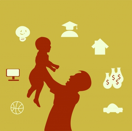 Father holding his child and planning for the future のイラスト素材