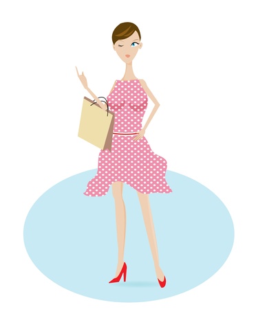 Beautiful Woman with shopping bagのイラスト素材