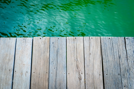 The wooden structure of the small river Platformの写真素材