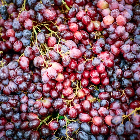 Red grapes in supermarketの写真素材
