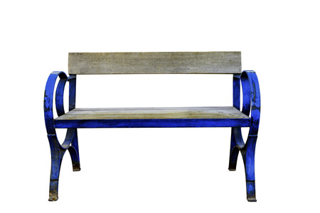 Park bench isolated over a white background の写真素材