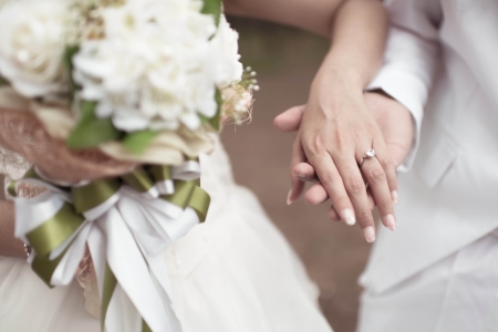 wedding theme, holding hands with loveの写真素材