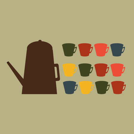 Teapot and cup  Vector illustration  のイラスト素材