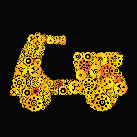 Gears in scooter shape のイラスト素材