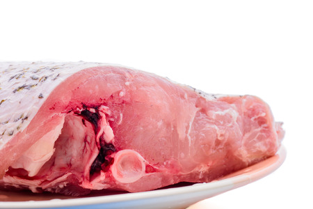 Closed up raw fish sliceの写真素材