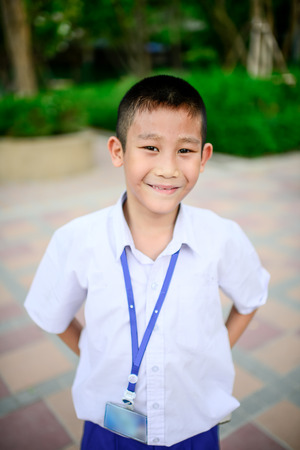 Portrait of Thai school boy in uniform.の写真素材