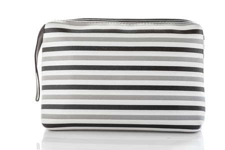 Black and white purse isolated on white.の写真素材