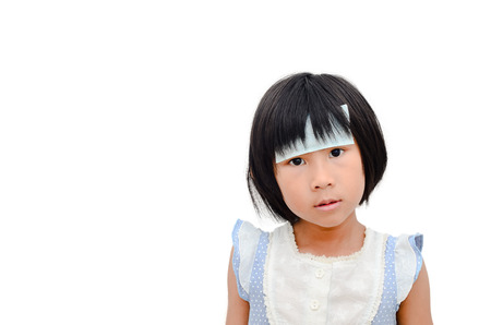 Sick girl isolated on whiteのeditorial素材