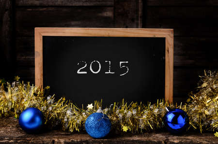 Blank blackboard with christmas decoration.