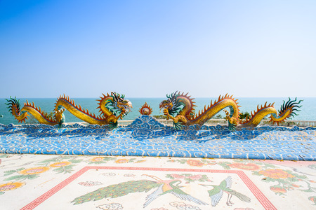 Chinese dragon image in Thai-chinese temple,Thailandの写真素材