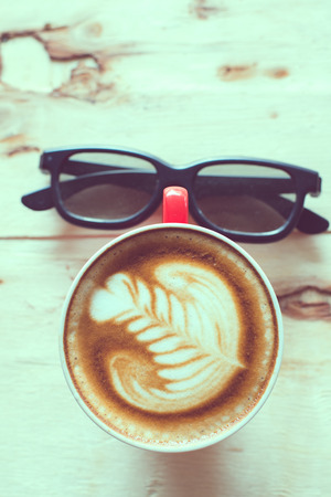 coffee cup and glassesの写真素材