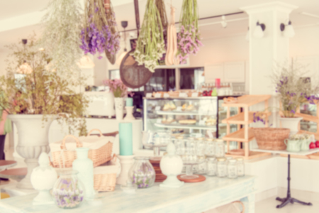 Abstract blur coffee shop background - vintage filter effectの写真素材