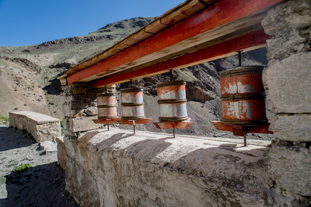 Praying wheel in Tibetan Temple, Padum, Kashmir, India