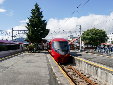 Yamanashi, Japan - October 8, 2016 -The fujisan view express for tourist see view of Mt Fuji at...