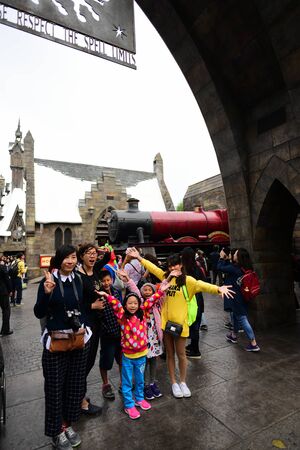OSAKA, JAPAN - OCTOBER 13, 2016: The Wizarding World of Harry Potter in Universal Studios Japan. Universal Studios Japan is a theme park in Osaka, Japan.hogwarts expressのeditorial素材