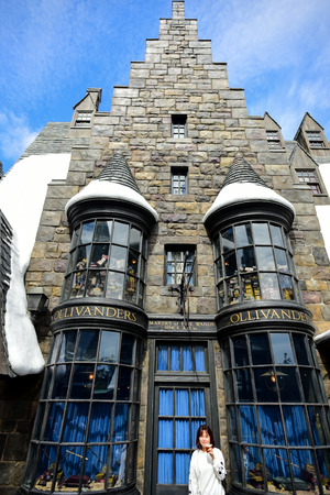 OSAKA, JAPAN - OCTOBER 13, 2016: Ollivanders Magic Wand Shop at Universal Studios Japan (USJ). located in Osaka. Magic wand and Theme Hogwarts School of Witchcraft and Wizardry in Harry Potter.のeditorial素材