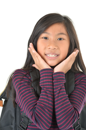 Portrait of cute girl on white backgroundの写真素材