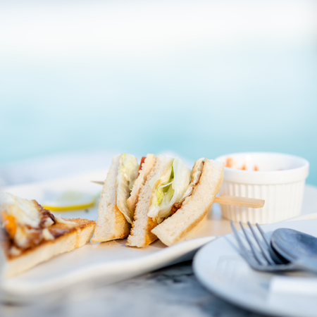 Clube sandwich serving outdoor.の写真素材