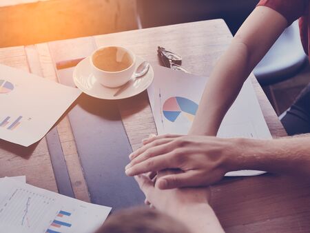 Business hands hold together, work concept.