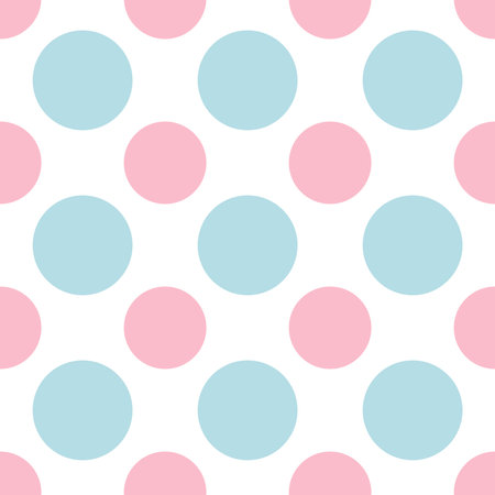 Polka dot pink and blue seamless pattern on white background.のイラスト素材