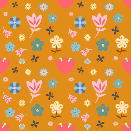 Flowers and  seamless pattern backgroundのイラスト素材