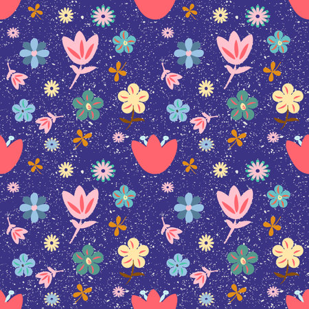 Floral seamless pattern on backgroundのイラスト素材