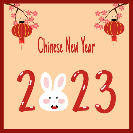 Chinese New Year 2023 with cute rabbitのイラスト素材