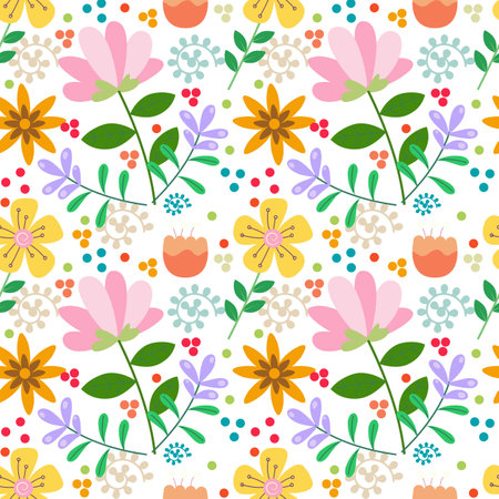 Folk floral seamless pattern backgroundのイラスト素材