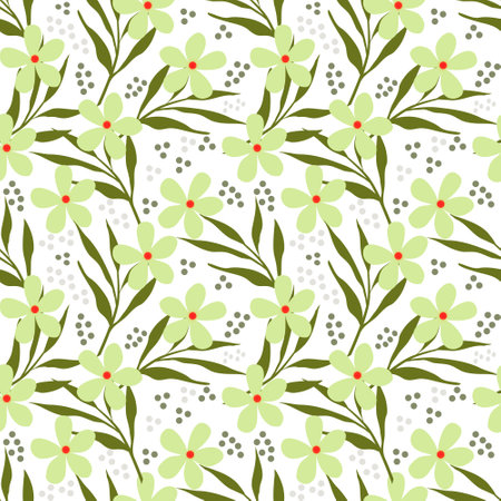 Seamless pattern with flowers and leaves. Vector Illustration.のイラスト素材