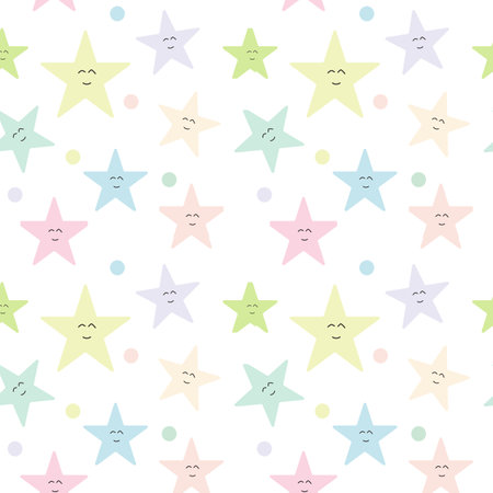 Seamless pattern of cute stars on white background.のイラスト素材