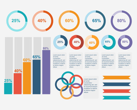 Infographic percentages graph and circle chart background.のイラスト素材