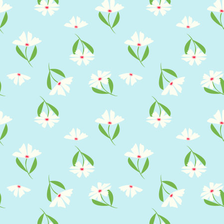Sweet floral seamless pattern on blue backgroundのイラスト素材