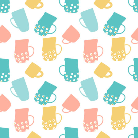 Coffee mug seamless pattern backgroundのイラスト素材