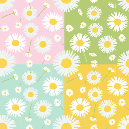 4 colors set of dandelion seamless pattern background.のイラスト素材