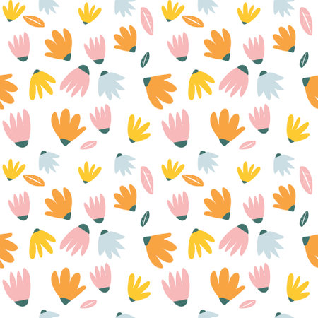 Hand draw flower heads seamless patterns backgroundのイラスト素材