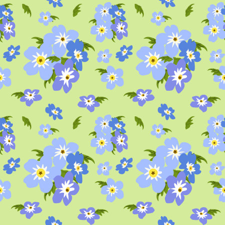 Purple Floral seamless pattern on green background.の写真素材