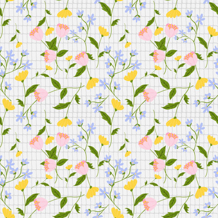 Sweet wildflowersseamlesspatternbackgroundのイラスト素材