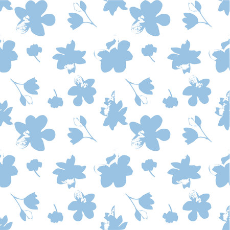 Blue floral seamless pattern on whiteのイラスト素材