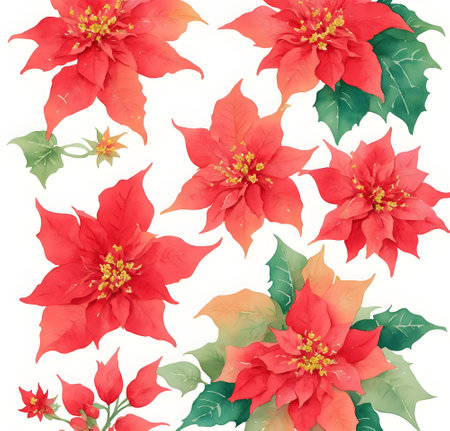 Seamless pattern with poinsettia. Vector illustration.の写真素材