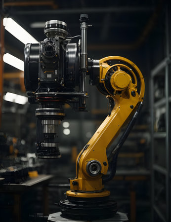 Smart industry robot arm for digital factory technology showing automationの素材