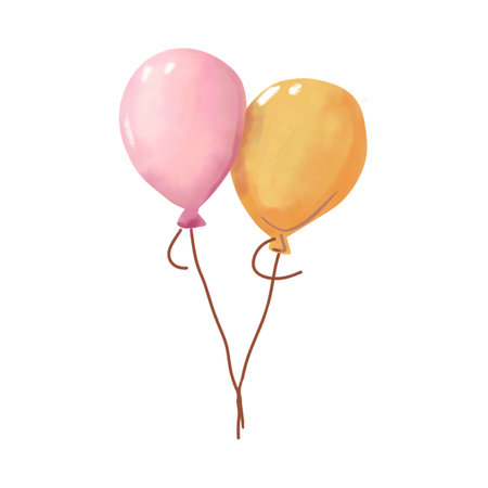 Hand drawn watercolor balloons. Vector illustration isolated on white background.のイラスト素材
