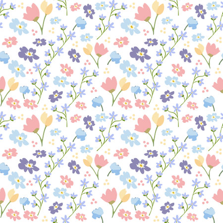 Spring flowers seamless patternのイラスト素材