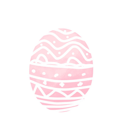 Easter egg painted in pastel colors on a white background.のイラスト素材