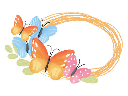 butterflies with flowers and leafs decorative icon vector illustration designのイラスト素材