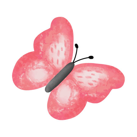 Watercolor pink butterfly isolated on a white background. Vector illustration.のイラスト素材